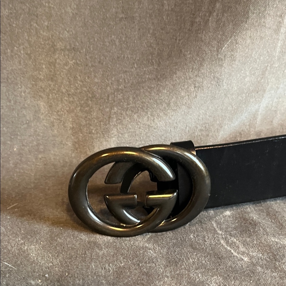 Gucci Black Belt with Black/ copper GG Buckle